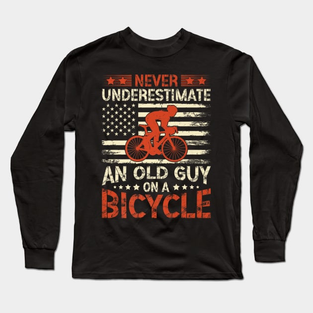 Never Underestimate A Old man With A Bicycle Long Sleeve T-Shirt by rhazi mode plagget